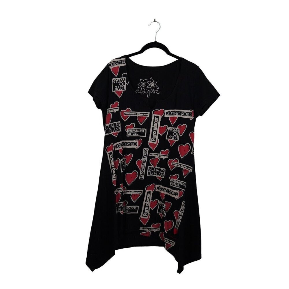 Desigual Tunic Top Hearts Patchwork Asymmetrical … - image 1